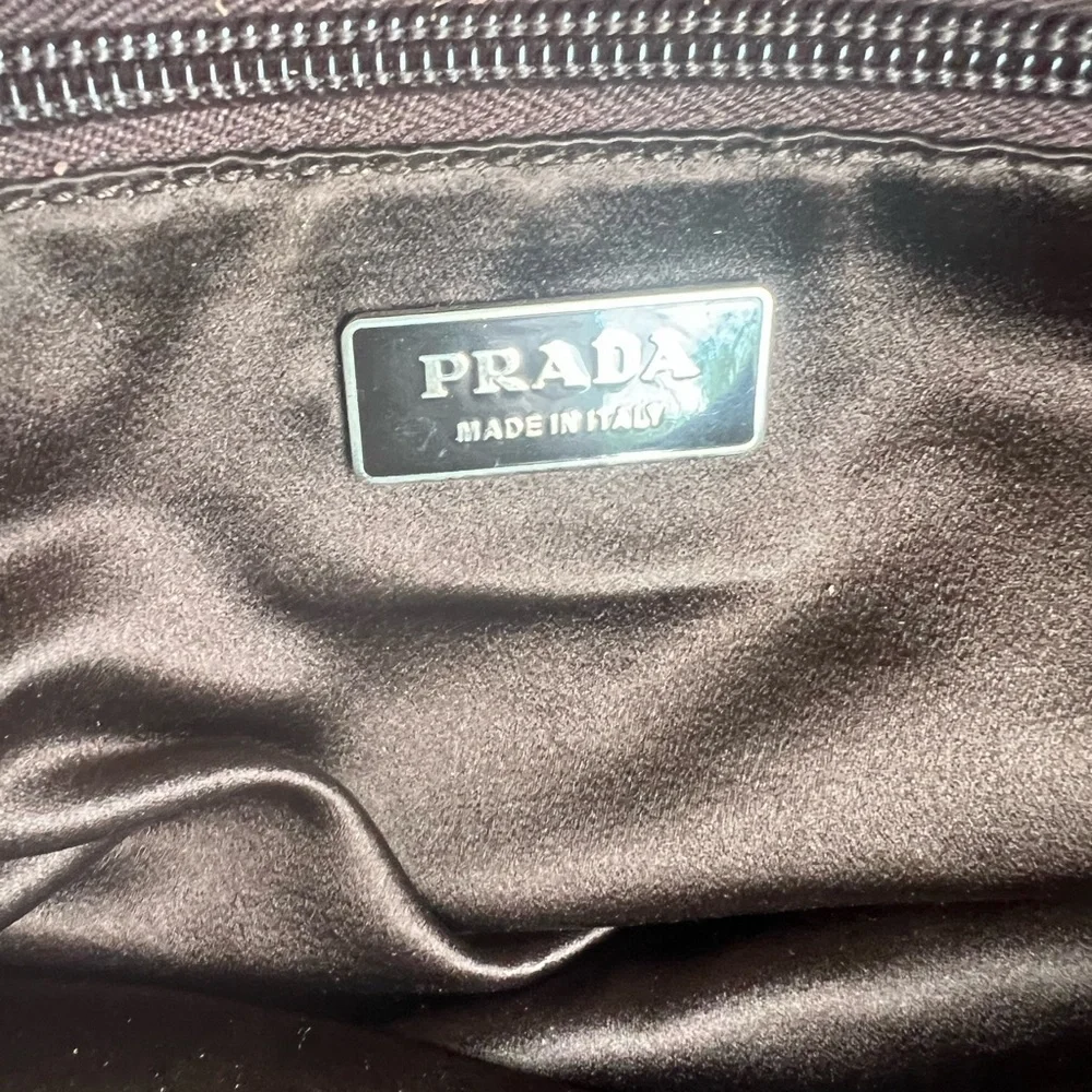 Prada Satchel in Rich Brown canvas and Vibrant Yellow Leather